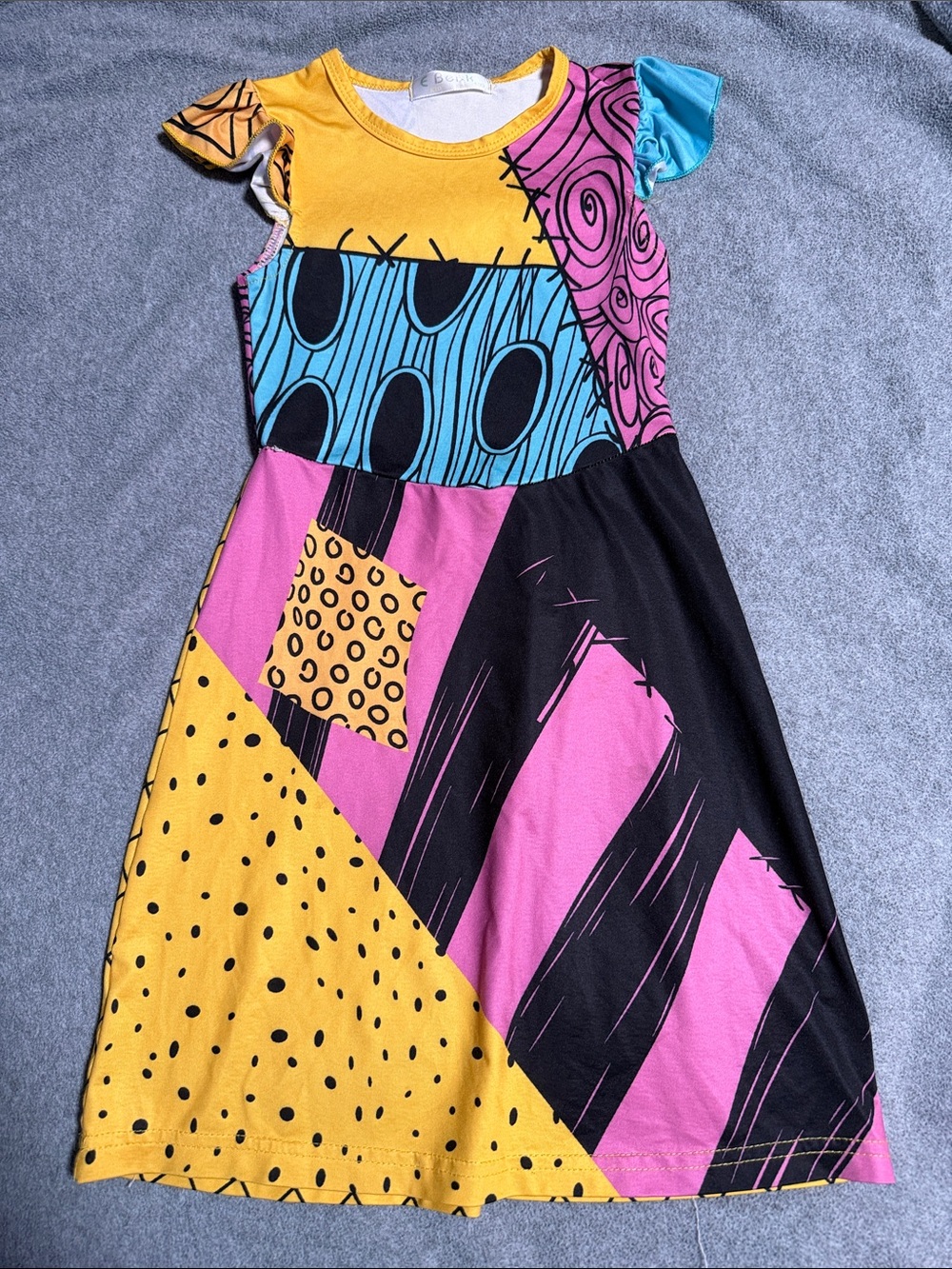 Sally Dress Girls' Colorblock Patchwork Dress - Yellow Pink Blue Black